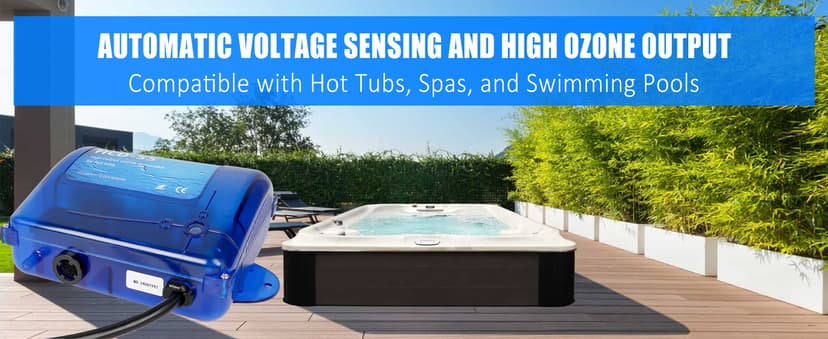 HCD-55 Spa Ozone Generator Kit - Universal 120V/240V Compatibility for All Hot Tubs & Swim Spas up to 1500 Gallons, Complete Set with Accessories