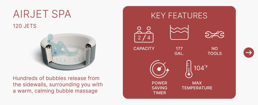 Coleman Ponderosa AirJet 2 to 4 Person Inflatable Hot Tub Round Portable Outdoor Spa w/ 120 AirJets & EnergySense Energy Saving Cover, Orange