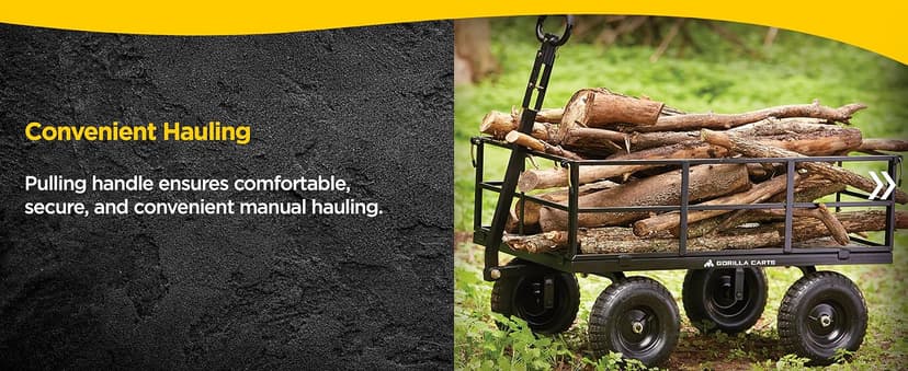 Gorilla Carts Heavy Duty Utility Cart, All Terrain Garden Wagon, 1200 Lb, Black