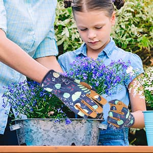 Womens Gardening Weeding Working Gloves, Leather Garden Glove for Women Thorn Proof No Stab for Digging, Planting,Pruning