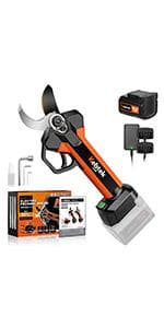 Pruning Shear Battery Powered, Kebtek Cordless Portable Electric Pruner with 2Pack 2Ah Rechargable Batteries -16.8V 25MM(0.98Inch) Cutting Diameter