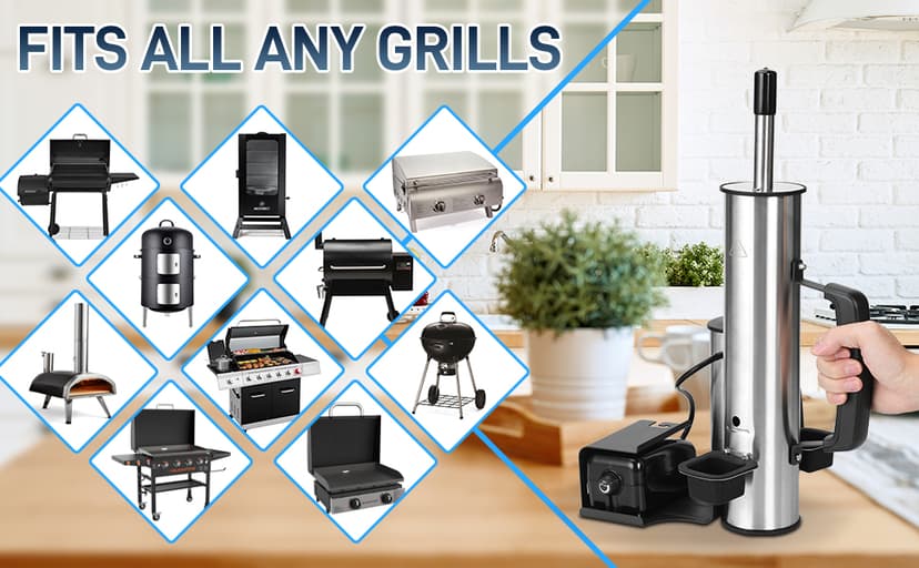 Outdoor Smoke Generator, Smoke Tube for Pellet Smoker, Stainless Steel Pellet Smoker Tube, Hot/Cold Smoker with Air Pump, Smoker Accessories, Portable Electric Smokers Grill Add Wood to produce smoke