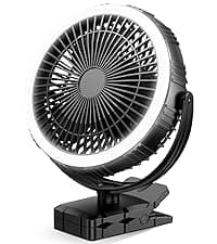 Portable Camping Fan with LED Lantern- 40H Work Time Rechargeable Battery Operated Fan with Hanging Hook for Tent Car RV Hurricane Emergency Outages Survival Kit