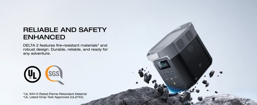 EF ECOFLOW Portable Power Station Delta 2, 1024Wh LiFePO4 (LFP) Battery, 1800W AC/100W USB-C Output, Solar Generator(Solar Panel Optional) for Home Backup Power, Camping & RVs