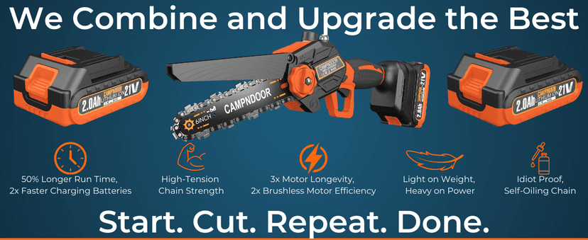 Mini Chainsaw Cordless 6 Inch - 2x2000mAh Mini Chain Saw Battery Powered - Self Oiling Handheld Electric Chainsaw - Small Hand Saw for Wood Cutting, Tree Clearance and Pruning