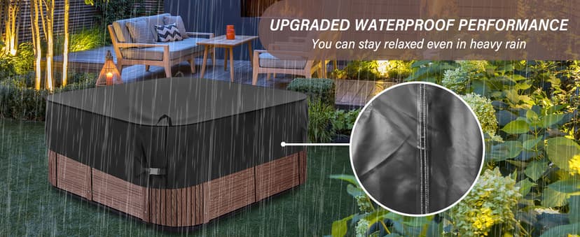 Square Hot Tub Cover 85 x 85 inch, 600D Heavy Duty Oxford Fabric SPA Cover for Hot Tub, Waterproof Outdoor SPA Hard Cover Protector, Waterproof & Anti-UV Jacuzzi Cover, Black