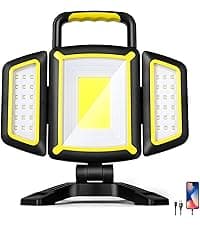 Yzoni Magnetic Light, Portable LED Work Light with 5 Light Modes, Magnetic Base Rechargeable Battery Operated COB Flashlight, Hold to Dim Flood Light for Car Repairing, Camping