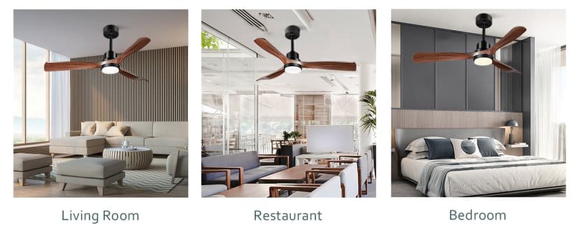 Ceiling Fans with Lights and Remote, 52 Inch Outdoor Ceiling Fan for Patios with Light 3 Downrods, 3 Blades Modern Ceiling Fan Noiseless Reversible DC Motor, Wood Fan for Farmhouse