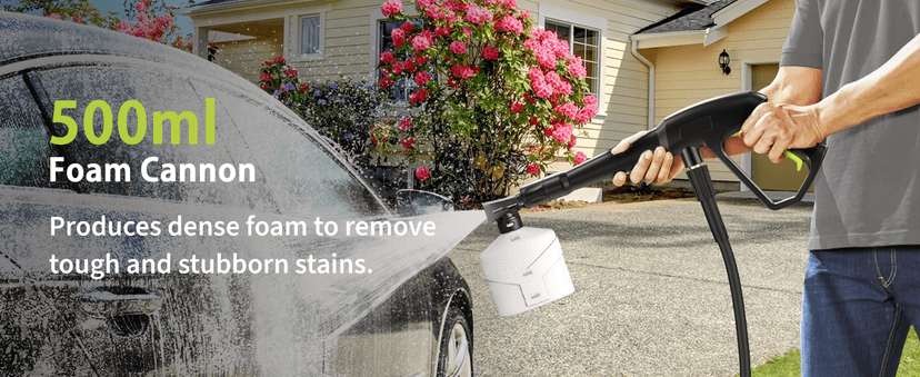 Pressure Washer, Adjustable 5000 Max PSI 2.5 Max GPM, Power Washer with 33 FT Hose Reel, Steel Wand, 500ml Foam Cannon, 4-Nozzle Set, Electric Pressure Washer for Cars, Fences, Patios