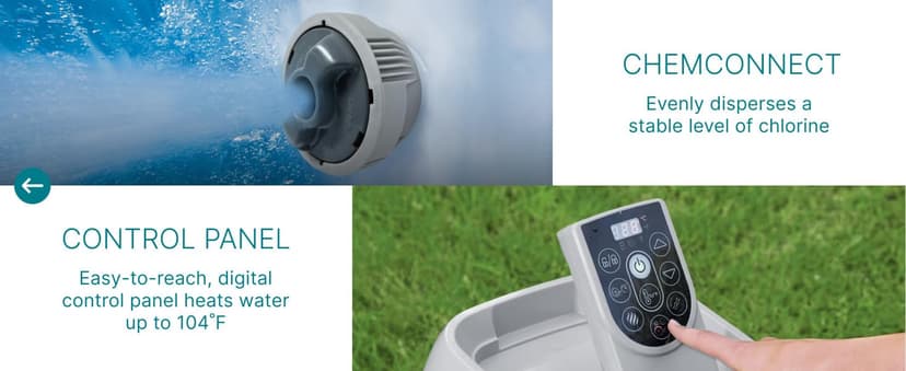 Bestway SaluSpa Aruba AirJet Large Round 2 to 3 Person Inflatable Hot Tub Portable Outdoor Spa with 110 AirJets and EnergySense Cover, Grey