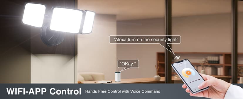 Onforu 100W Smart LED Security Flood Lights Outdoor, 9000LM Brightness Adjustable, WiFi Alexa Flood Light APP Control Tunable 2700K-6500K, Exterior Floodlight with 3 Adjustable Heads for Yard Garage