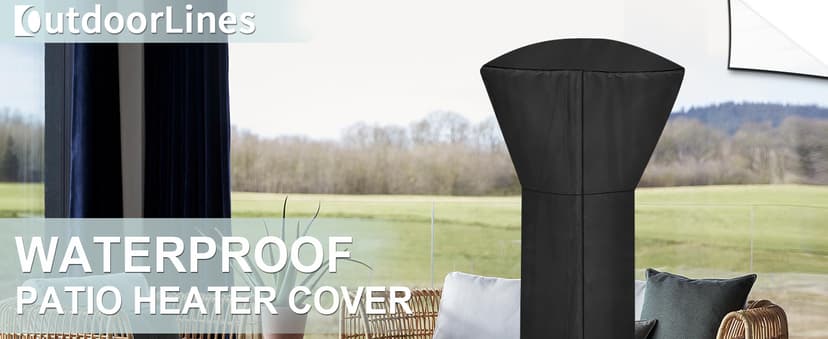 OutdoorLines Waterproof Outdoor Patio Heater Covers with Zipper and Storage Bag, Dust-proof UV-Resistant Windproof Propane Heavy Duty Heater Cover for Standing Heater, 1 Pack-89Hx33Dx19B inch Black