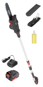 MZK 8'' Cordless Pole Saw, 4AH Battery Powered Pole Saws, 13-Foot Reach Chain Saw for Tree Trimming with Oiling System, 20V Electric Pole Chainsaw, Multi-Angle Head(Battery and Fast Charger Included)