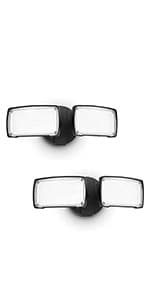 UME 2-Packs 2500 Lumen 32 Watt 28 LED Dual-Head Floodlight Outdoor, Full Metal Design, Waterproof Exterior Security Wall Light 5000K for Patio, Garden, Yard-Black