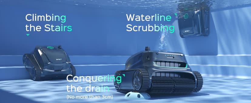 WYBOT S2 Inground Pool Vacuum up to 3230.Sq.ft, Cordless Robotic Pool Cleaner Lasts 210 Mins with Smart Navigation, Dual Filtration, Touch/APP Modes