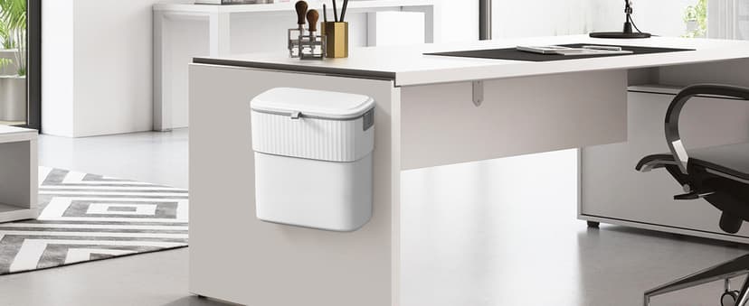 ELPHECO Hanging Trash Can with Lid 2.5 Gallon Kitchen Compost Bin for Under Sink, Plastic Wall-Mounted Garbage Can, Small Kitchen Trash Bin, Small Trash Can with Lid for Cupboard Countertop