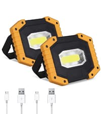 40W Rechargeable Work Light with Tripod Hole, 2400LM LED Work Light Battery Powered, Waterproof Portable Work Light Cordless Job Site Lighting 180° Rotate for Garage Camping Car Repairing 2 Pack