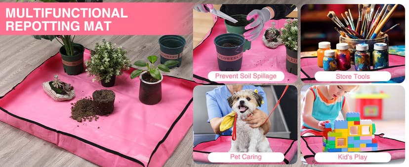 WORKPRO 5PCS Garden Tool Set, Powder Coating Compact Aluminum Gardening Tool Set with Repotting Mat, Outdoor Garden Hand Tools, Ideal Gardening Gift, Pink