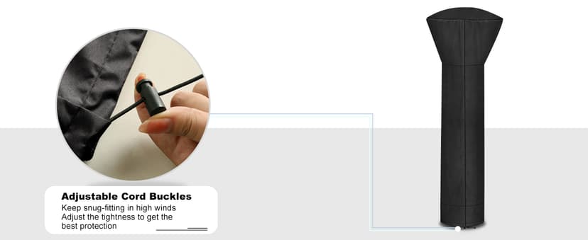 OutdoorLines Waterproof Outdoor Patio Heater Covers with Zipper and Storage Bag, Dust-proof UV-Resistant Windproof Propane Heavy Duty Heater Cover for Standing Heater, 1 Pack-89Hx33Dx19B inch Black