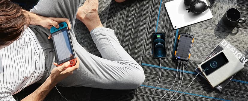 Power-Bank-Solar-Charger - 42800mAh Portable Charger,Solar Power Bank,External Battery Pack 5V3.1A Qc 3.0 Fast Charger Built-in Super Bright Flashlight (Orange)