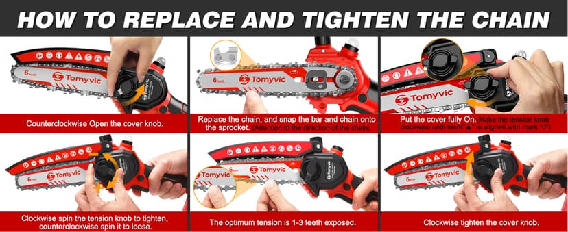 Electric Mini Chainsaw Battery Powered - 6 Inch Cordless Handheld Power Chain Saw With Charger For Trimming On Tree Branches, Wood Cutting, Pruning Limbs To Yard Clean-Up & Gift-Ready