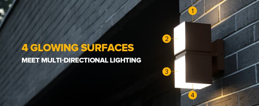 LUTEC Cuba 3000K 1100LM LED Integrated Porch Wall Light Outdoor and Indoor Bedroom LED Wall Lantern Sconce-Black