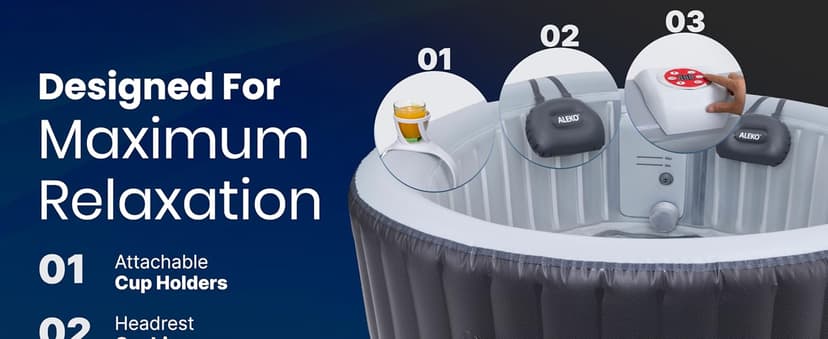 ALEKO Diamond 4-Person Inflatable Jetted Hot Tub | 120 Soothing Bubble Jets | Energy Efficient Cover | LED Lights with 7 Lights | 360-Degree Bubble Massage | 211 Gallon Water Capacity