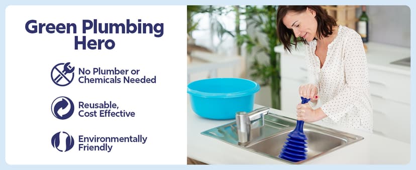 Luigi's Sink and Drain Plunger for Bathrooms, Kitchens, Sinks, Baths and Showers. Small and Powerful, Commercial Style 'Plumbers Plunger' with Large Bellows