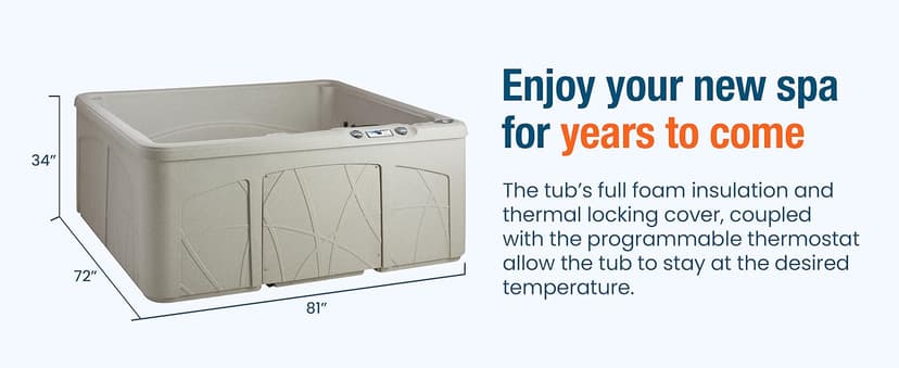 Lifesmart 5-Person Hot Tub, Portable Outdoor Spa w/LED, Waterfall, Cover & Ozonator, Sand