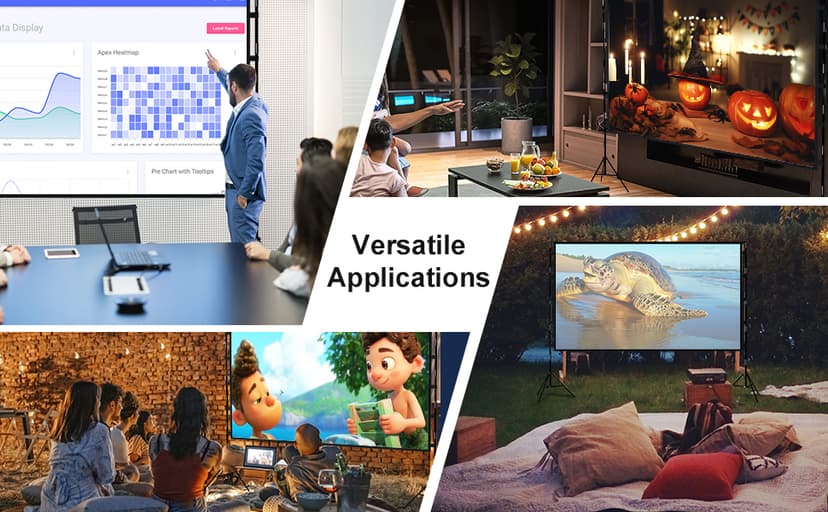 Projector Screen and Stand, Wootfairy 120 inch Foldable and Portable Projection Screen 16:9 4K HD Rear Front Wrinkle-Free Movie Screen with Carry Bag for Indoor Outdoor Home Theater Backyard Cinema