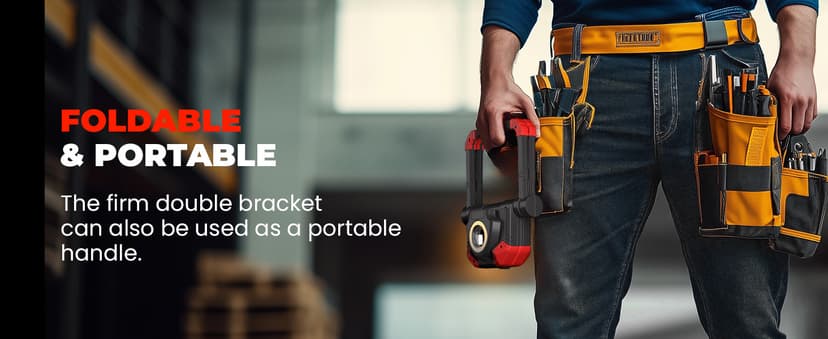 Yzoni 2 Pack LED Work Light Rechargeable, 2 COB 2500LM Folding Portable Flood Light with Magnetic Base and 360° Rotation Stand, Spotlights for Camping Car Repairing Emergency Job Site Lighting