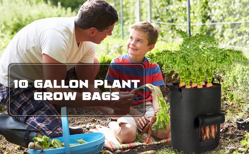4 Packs 10 Gallon Potato Grow Bags, Heavy Duty Nonwoven Fabric Pots with Handles for Planting Vegetables, Flowers