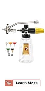 Tool Daily Foam Cannon with 1/4 Inch Quick Connector, 1 Liter, 5 Pressure Washer Nozzle Tips
