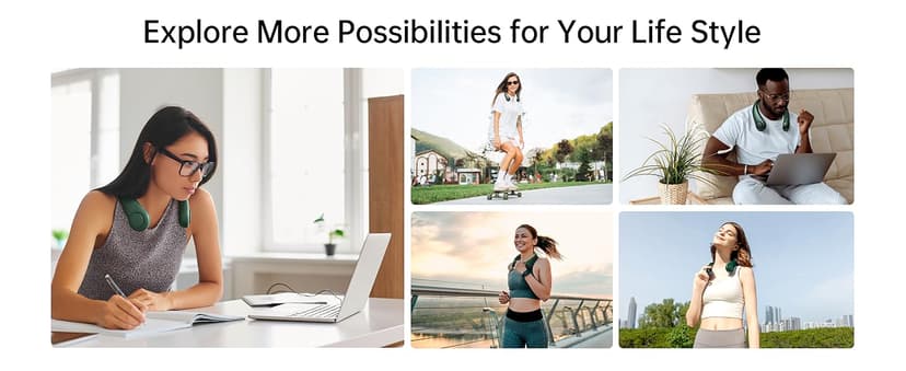 JISULIFE Portable Neck Fan, Hands Free Bladeless Fan, 5 Speeds, 4000 mAh Battery Operated Wearable Personal Fan, Twistable, Rechargeable, Gift for Women Men-Dark Green