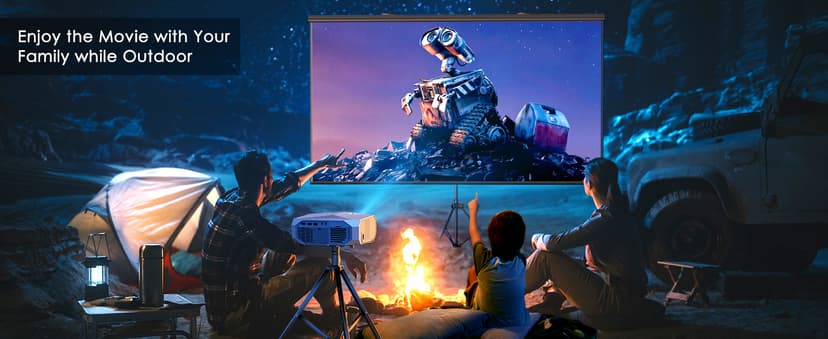 YOWHICK 4K Projector with WiFi and Bluetooth, 20000L Native 1080P Outdoor Portable Movie Projector, Smart Video Projector, 50% Zoom/400" Display, Compatible with HDMI/USB/PC/TV/PS5/DVD/Android/iOS