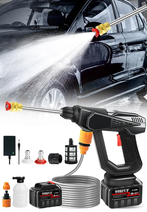 Upgrade 900PSI Cordless High Pressure Washer Gun, 15000mAh Battery Powered Pressure Washer with 6-in-1 Adjustable Nozzle, Portable Handheld Power Washer for Car, Home Cleaning & Garden Watering
