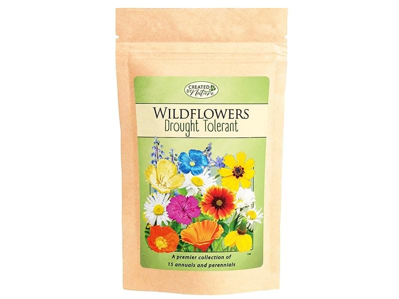 Drought Tolerant Wildflower Seed Mix, Covers 325 Sq Ft, 15 Flower Varieties, Over 67,000 Seeds, Created By Nature