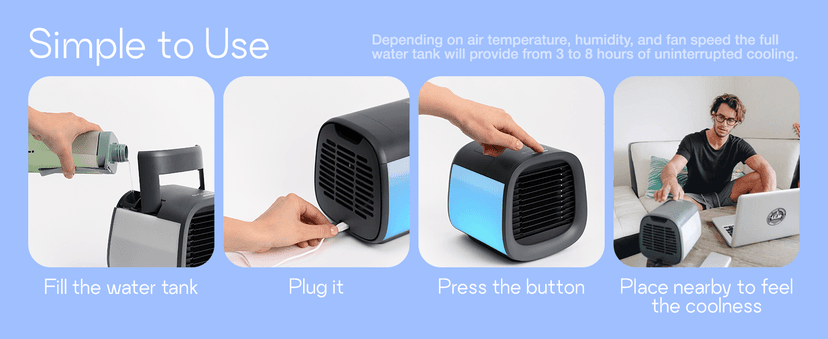 Evapolar evaCHILL Portable Air Conditioners - Portable AC Unit - Small Personal Evaporative Air Cooler & Fan for Desk, Office, Car, Camping, White