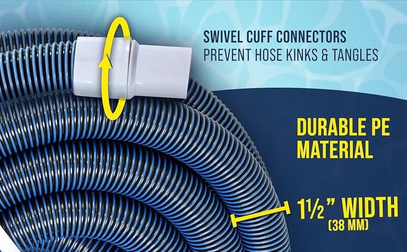 U.S. Pool Supply Pool Vacuum Hose - 1-1/2" x 40' Professional Heavy Duty Pool Hose for Inground, Spiral Wound with Kink-Free Swivel Cuff - Connect to Vacuum Heads, Skimmer, Cleaner, Filter Pump Inlet