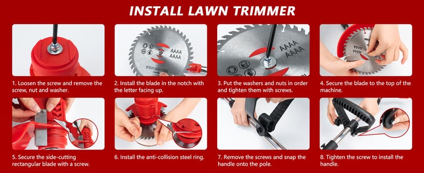 Electric Weed Wacker Cordless with Wheels,21V 2×2000mAh Weed Eater Battery Powered, 6-inch Cordless String Trimmer with 3 Types of Blades, Electric Grass Trimmer,Lawn Edger, Mower for Yard,Garden