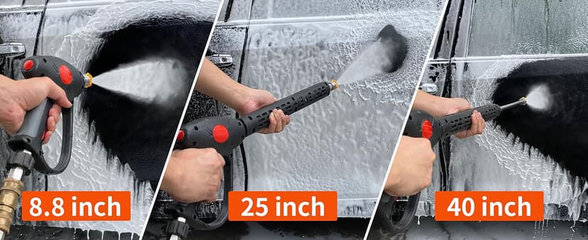 M MINGLE Replacement Pressure Washer Gun with Extension Wand, M22 15mm or M22 14mm Fitting, 5 Nozzle Tips, 40 Inch, 4000 PSI