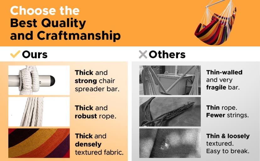 MIZTLI Hammock Chair Swing Indoor Hammock for Bedroom - Max 500 Lbs-Steel Spreader Bar with Anti-Slip Rings-Indoor & Outdoor