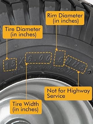 (2 Pack) WEIZE 15x6.00-6 Tire and Wheel Assembly, Replacement Riding Lawn Mower Front Tires, Compatible with Craftsman Riding Lawn Mowers, 3" centered Hub, 3/4" Bushing