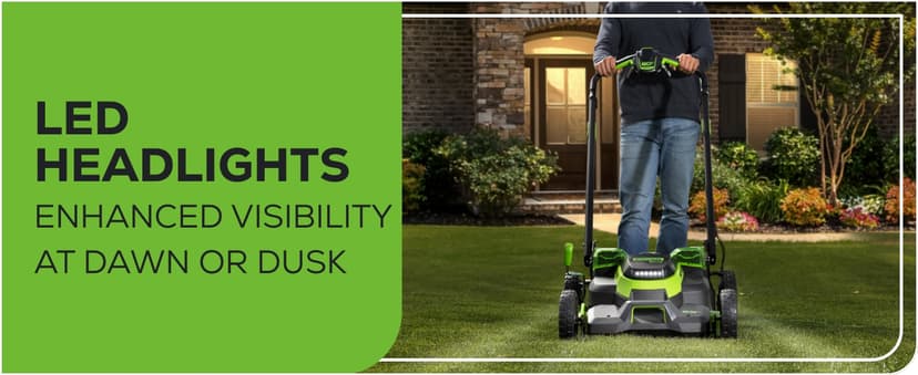 Greenworks 80V 25" Brushless Cordless (Self-Propelled) Dual Blade Lawn Mower (LED Headlight + Aluminum Handles), 4.0Ah Battery and Rapid Charger Included