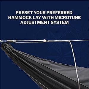 ENO Microtune Structural Ridgeline - Camping Hammock Travel Essentials - Hammock Cord for Preset Lay - Compatible with 1 to 2 Person Portable Hammocks - Sapphire/Grey