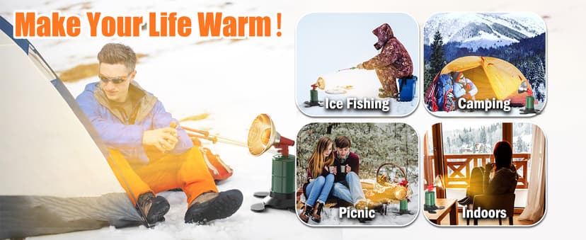 Buyplus Portable Propane Heater, 6200 BTU Portable Camping Heater Outdoor with Electric Ignition, Control Valve, Gas Cylinder Base for Tent, Fishing, Garage, 7“L x 7"W x 10"H