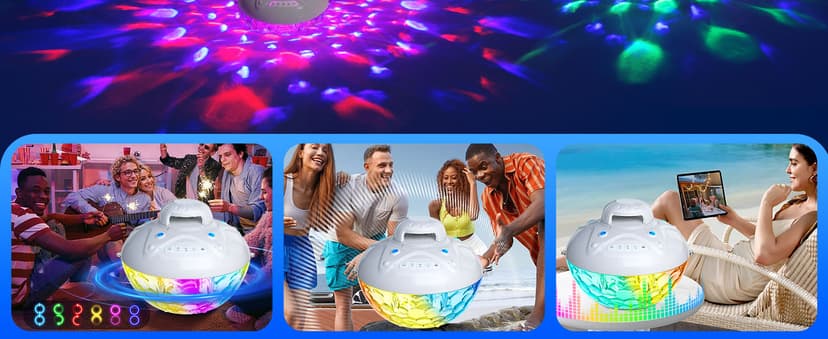 KingSom 3 in 1 Bluetooth Pool Speaker with Pool Fountain Light, 10000mAh Floating Pool Speaker, IP68 Waterproof Hot Tub Speakers, Loud Sound, BT5.4,24H Playtime Rechargeable pool Water Fountain, White