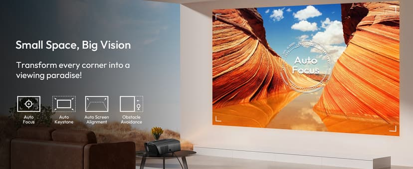 4K UHD Daylight Karaoke Projectors 1800 ANSI Movie Projector Built-in WiFi Bluetooth, 300″Display, 38W Speaker, Auto Focus & Keystone, Android TV NFC Screen Sharing Outdoor Home Theater Proyector