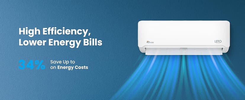 Senville LETO Series Mini Split Air Conditioner Heat Pump, 12000 BTU 110/120V, Inverter, Works with Alexa, SEER2 20.8, 1 Ton, White