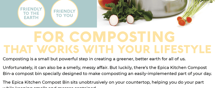 EPICA Countertop Compost Bin Kitchen | 1.3 Gallon | Odorless Composting Bin with Carbon Filters | Indoor Compost Bin with Lid | Stainless Steel Kitchen Composter for Food Scraps & Waste Recycling